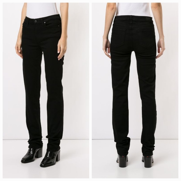 PAIGE 29 Hoxton High Rise Straight Leg Slim Casual Jeans in Dark Shadow - Picture 2 of 15